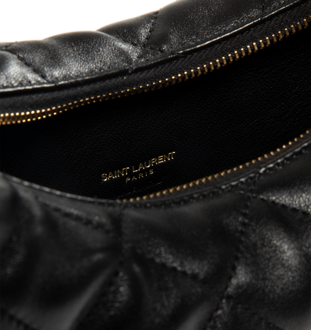 Image 3 of 3 - BLACK - SAINT LAURENT Icarino Bag in quilted nappa featuring baby version of the iconic Icar, with diamond-quilted topstitching, leather lining, bronze-tone hardware and zip closure. 6.7-10.2" x 5.1" x 1.2". Lambskin. Made in Italy. 