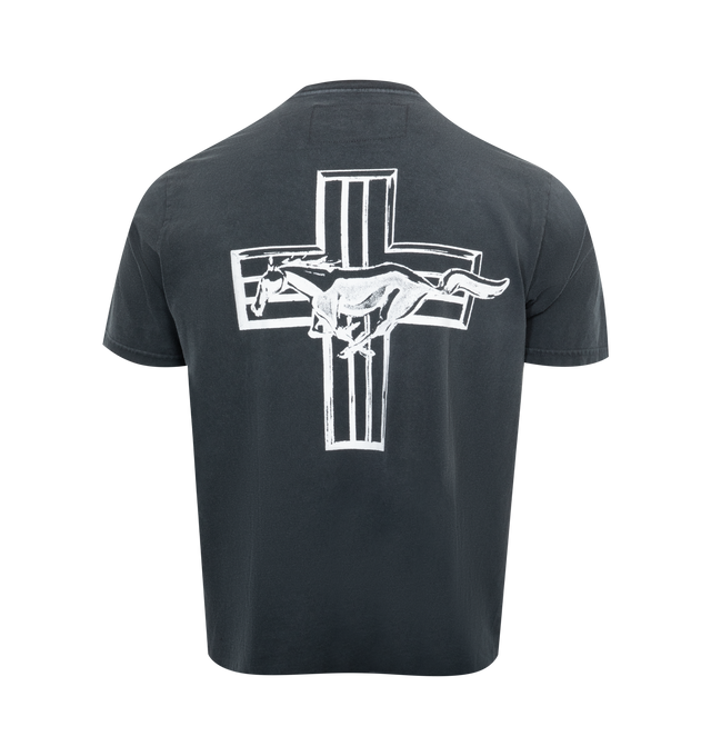 Image 2 of 2 - BLACK - ONE OF THESE DAYS Mustang Cross Tee featuring crew neck, short sleeves and patch pocket. 100% cotton.  
