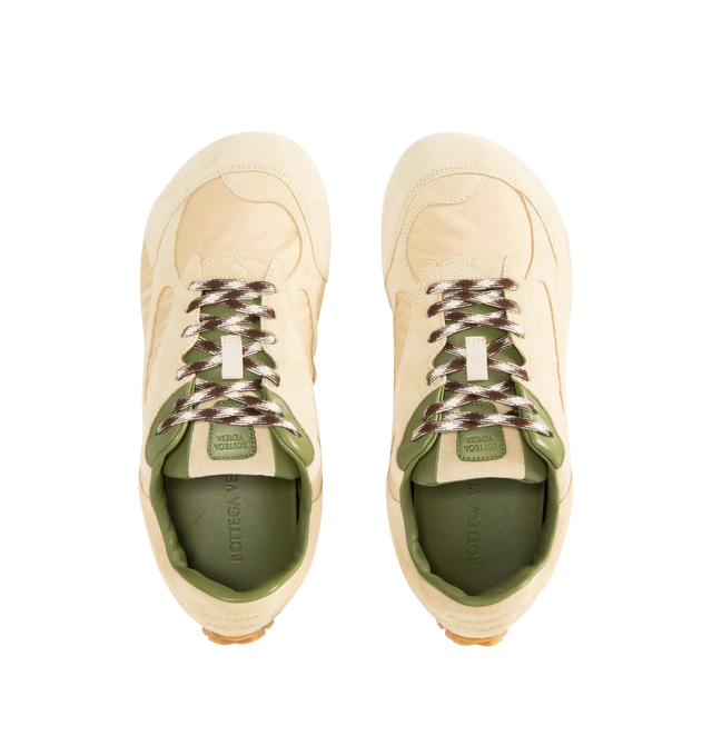 Image 5 of 5 - NEUTRAL - BOTTEGA VENETA Orbit Flash Sneaker featuring low-top, lace-up, soft suede and lightweight nylon, leather trims and rubber outsole. Made in Italy. 