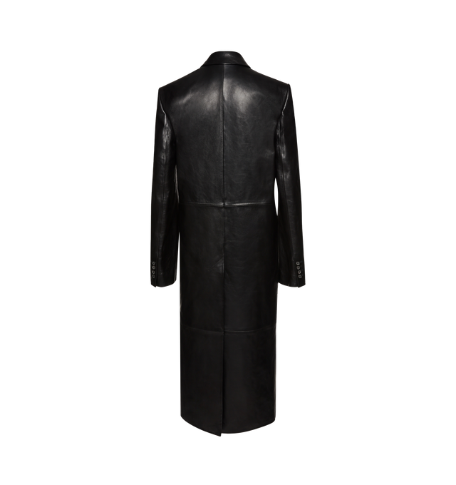 Image 2 of 2 - BLACK - MAGDA BUTRYM Double-Breasted Leather Coat featuring mid-calf length, made in leather with a special coating to give it a shine effect. 100% sheep leather. Lining: 100% viscose. 