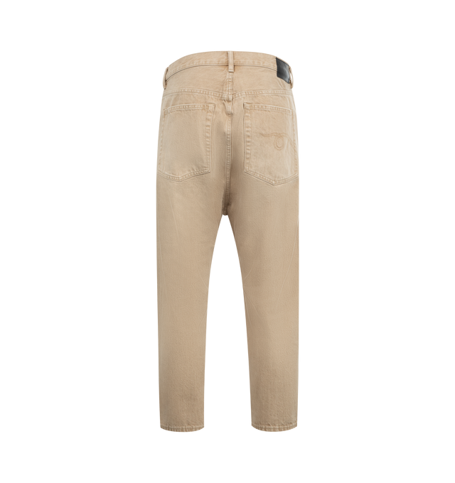 Image 2 of 3 - BROWN - R13 Tailored Drop Jeans featuring zip fly with button closure, 5-pocket design, straight legs and cropped above ankles. 100% cotton. Made in Italy. 