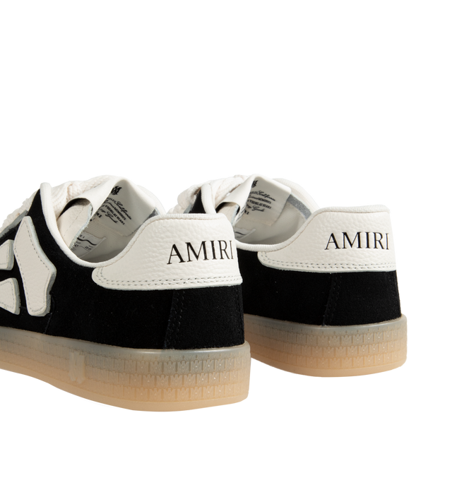 Image 3 of 5 - BLACK - Amiri Pacific Bones Sneakers are a lace-up style with leather bone appliques and rubber soles. Leather and rubber. Made in China.  