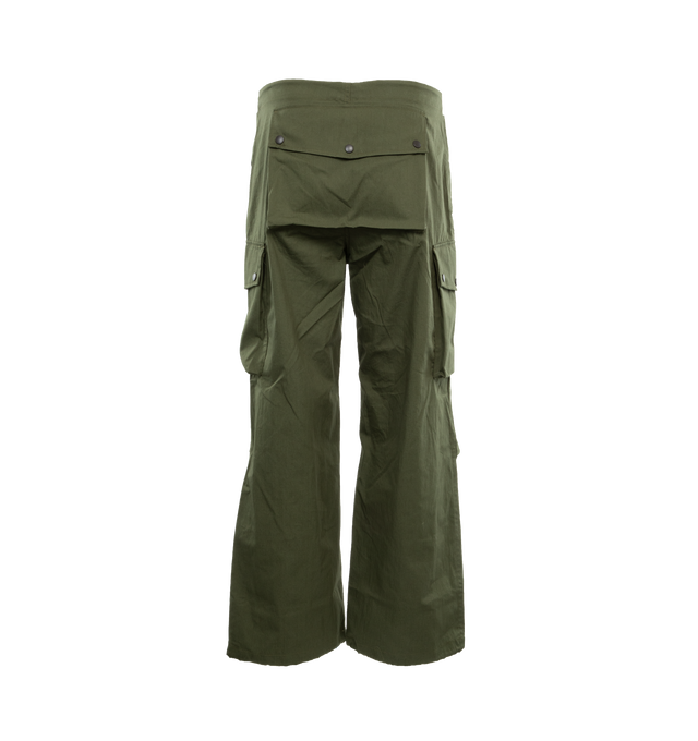 Image 2 of 4 - GREEN - NEEDLES Field Pants featuring drawcord waist and hem, flapped pockets, darting along the knee and five pockets. 100% cotton. Made in Japan. 