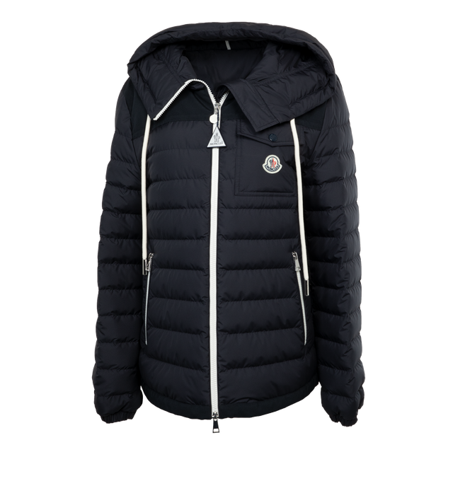 Image 1 of 3 - NAVY - MONCLER Acamante Down Jacket featuring down-filled, zipper closure, zipped welt pockets, hood and elastic cuffs. 100% polyamide/nylon. Padding: 90% down, 10% feather. 