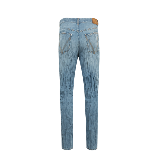 Image 2 of 3 - BLUE - BOTTEGA VENETA Denim Jean featuring button closure, five-pocket style and straight leg. 100% cotton. Made in Italy. 