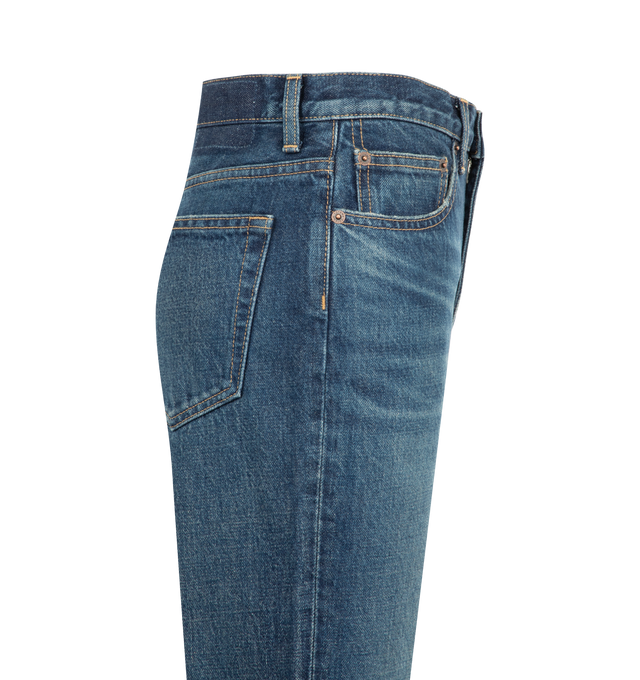 Image 3 of 3 - BLUE - Toteme Women's Classic Slim Full Length Jeans are crafted from Japanese denim and feature a slim-leg silhouette inspired by the brand's Classic Full Length style.  Main Material: 100% Cotton. Made in Japan. 