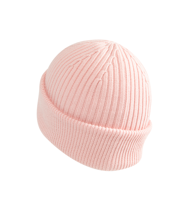 Image 2 of 2 - PINK - Loewe Beanie in Wool is crafted from medium-weight ribbed wool knit and features a classic minimalist silhouette designed for everyday wear. The textured ribbed construction provides warmth and comfort, while the understated design reflects the house's signature approach to refined essentials. Main Material: Wool. Features: medium-weight knit, ribbed construction. Height 26 cm x Width 21.5 cm. 