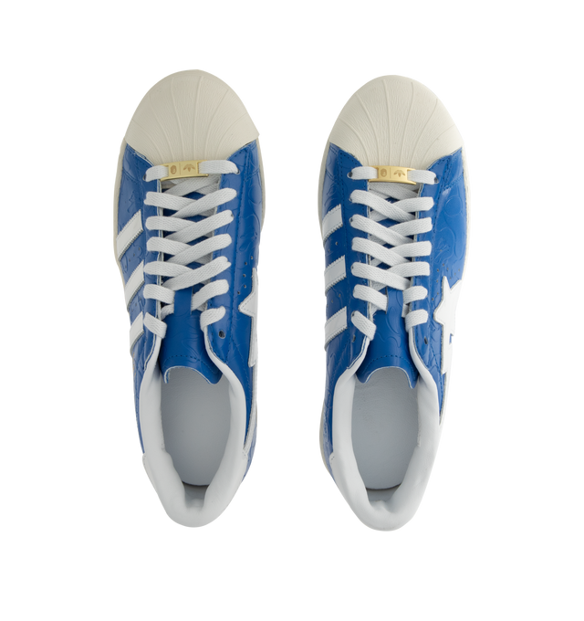 Image 5 of 5 - BLUE - ADIDAS BAPE X SSTR V Bape Shoes featuring regular fit, lace closure, synthetic and textile upper, textile lining and rubber outsole. 
