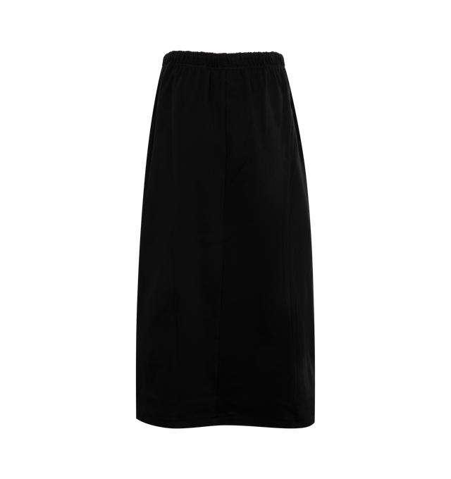 Image 2 of 3 - BLACK - FEAR OF GOD ESSENTIALS Long Skirt featuring elastic drawstring waist, midi length, side pockets and logo on front. 100% cotton.  