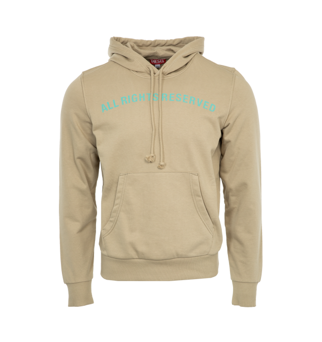 Image 1 of 4 - BROWN - DIESEL S-Ginn Hoodie featuring drawstring hood, loose fit, pouch pocket and ribbed cuffs and hem. 100% cotton. 