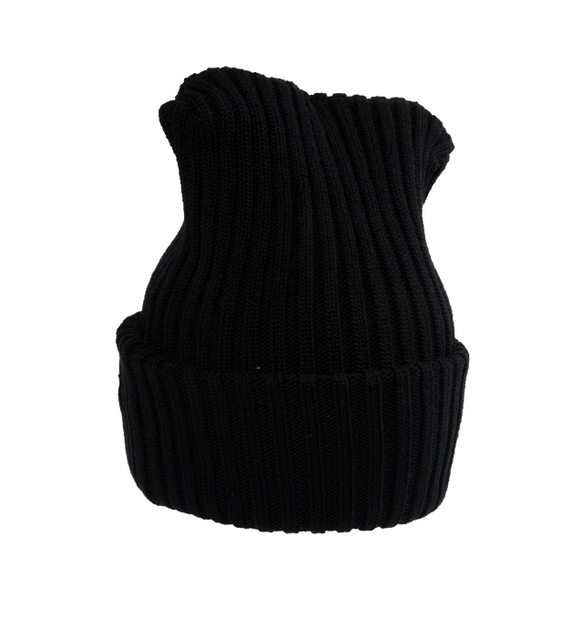 Image 2 of 2 - BLACK - MONCLER GENIUS MONCLER X ROC NATION BY JAY-Z HAT is a ribbed knit wool hat that has a fitted style. 100% wool. 