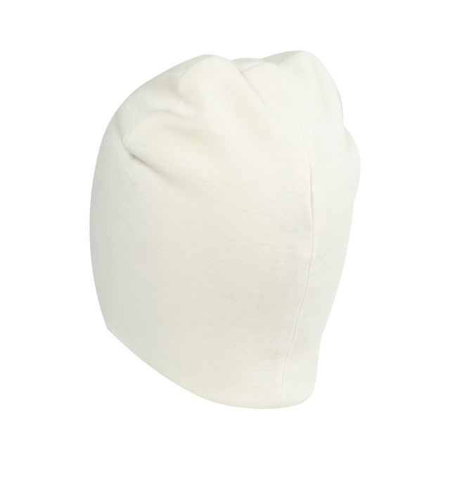 WHITE - MONCLER Wool Beanie featuring embroidered, heart-shaped patch logom stockinette stitch, gauge 14 and crafted from a wool blend. 50% acrylic, 50% virgin wool.