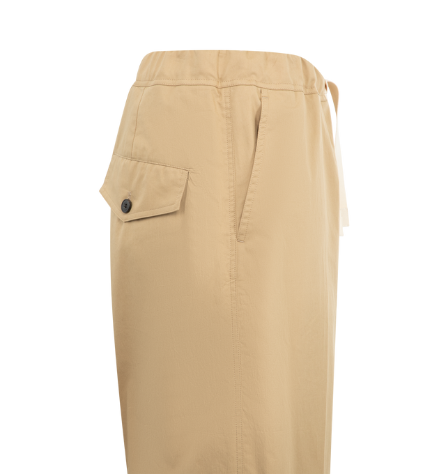 Image 3 of 3 - NEUTRAL - DRIES VAN NOTEN Drawstring Cargo Trousers featuring a wide-leg fit from smooth satin and detailed with an elasticated drawstring waistband, articulated knees and a single flap pocket. 100% viscose. 