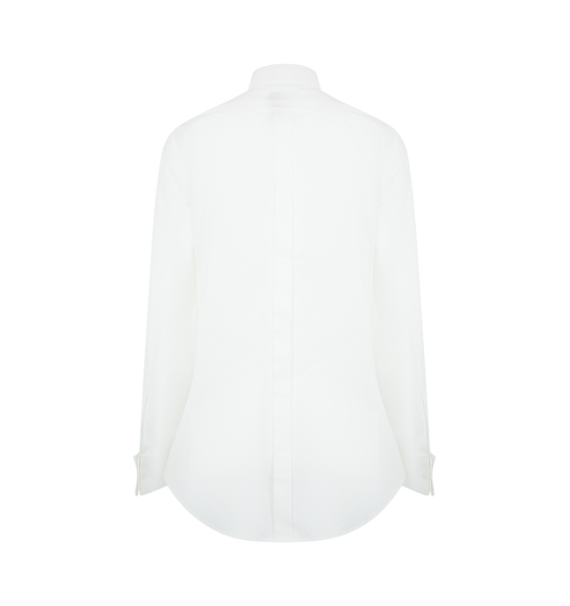 Image 2 of 2 - WHITE - BALENCIAGA Floral Appliqu Shirt featuring long sleeves, button fastening, point collar, French cuffs, dropped shoulders, yoked back, box pleat, hem falls below the hip and shirttail hem. 100% cotton. Made in Italy. 