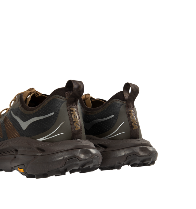 Image 3 of 5 - GREEN - HOKA U Mafate Speed 4 Lite Sneaker featuring ripstop and rubber upper with vibram sole, lace-up front, flat tongue design and padded collar. 