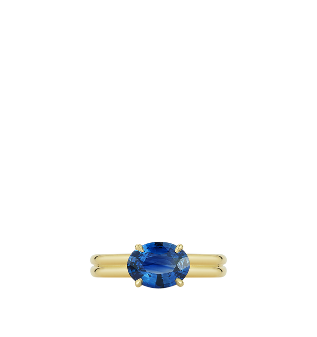 Image 2 of 3 - GOLD - JEMMA WYNNE FORME Blue Sapphire Pinky Ring featuring 18k Yellow Gold, Blue Sapphire - 1.1cts. Hirshleifers offers a range of pieces from this collection in-store. For personal consultation and detailed information about jewelry, please contact our dedicated stylist team at personalshopping@hirshleifers.com.This item may be restricted for online purchase to international clients.  For assistance purchasing this item please contact our dedicated stylist team at personalshopping@hirshleif 