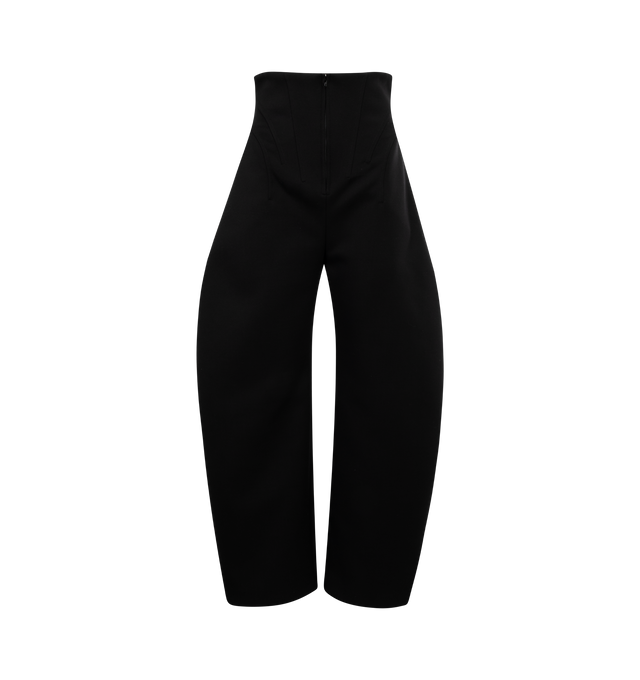 Image 1 of 3 - BLACK - ALAIA Corset Trousers featuring large corset and a zipper in the middle, side pockets, high waist and made from stretch wool. 98% virgin wool, 2% elastane. Made in Italy. 