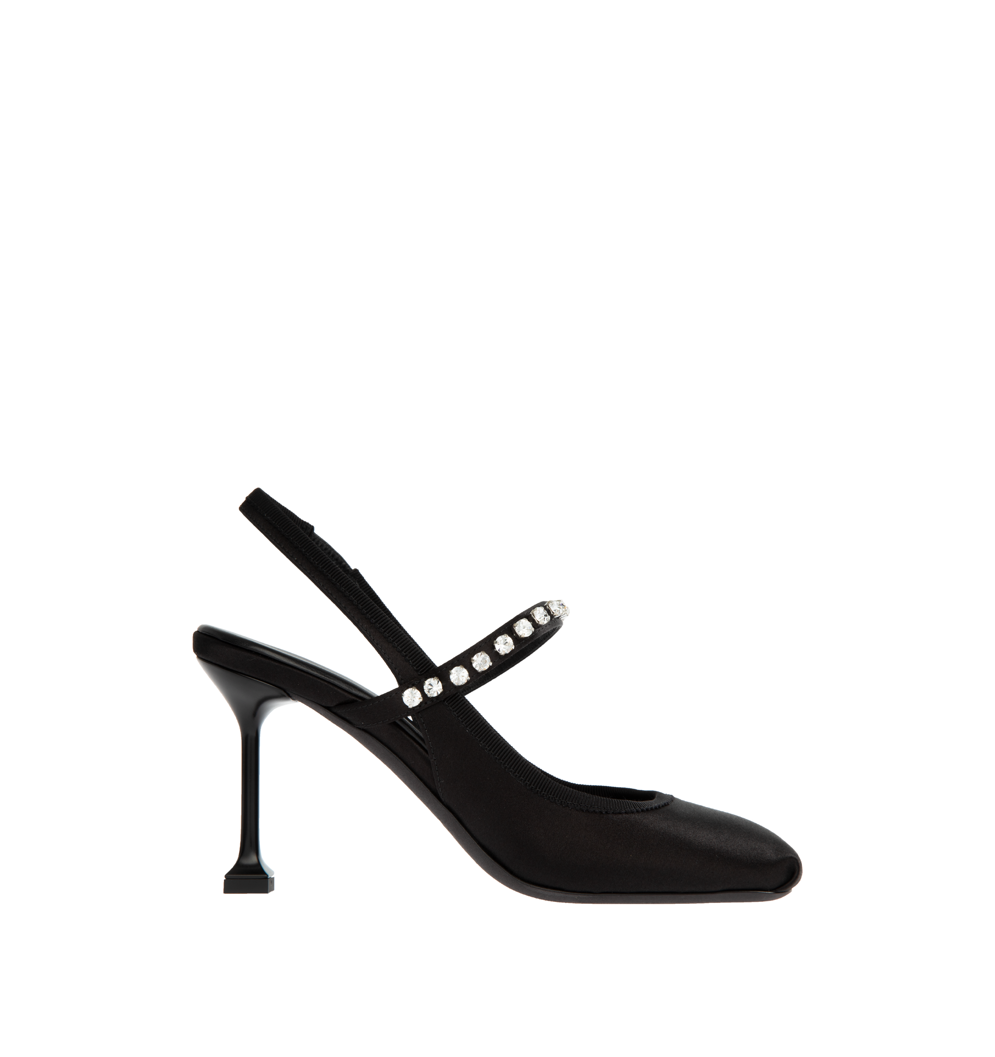 SATIN SLINGBACK PUMPS WITH CRYSTALS – HIRSHLEIFERS