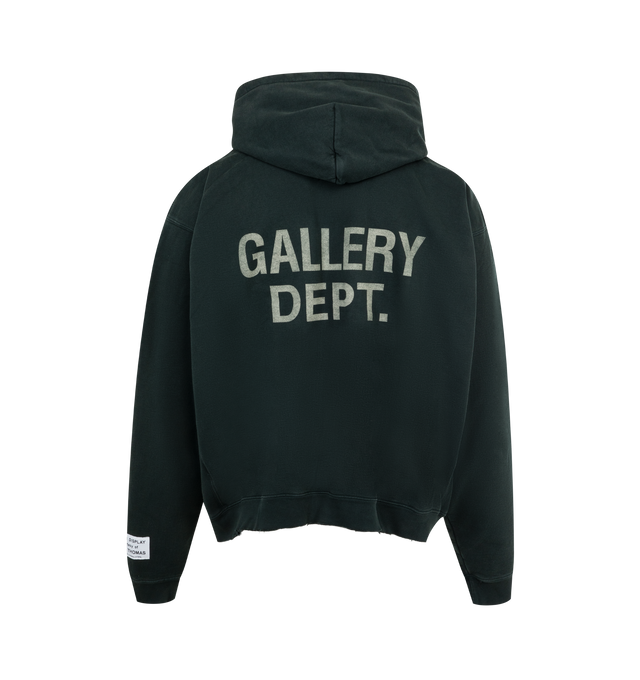 Image 2 of 2 - BLACK - Gallery Dept. Oversized fit loopback cotton-jersey hoodie featuring GD ENGLISH logotype on the front and back. Designed with a front pocket and appliqud with our 'art on display' patch by the cuff. 100% cotton. Made in Los Angeles, CA.  