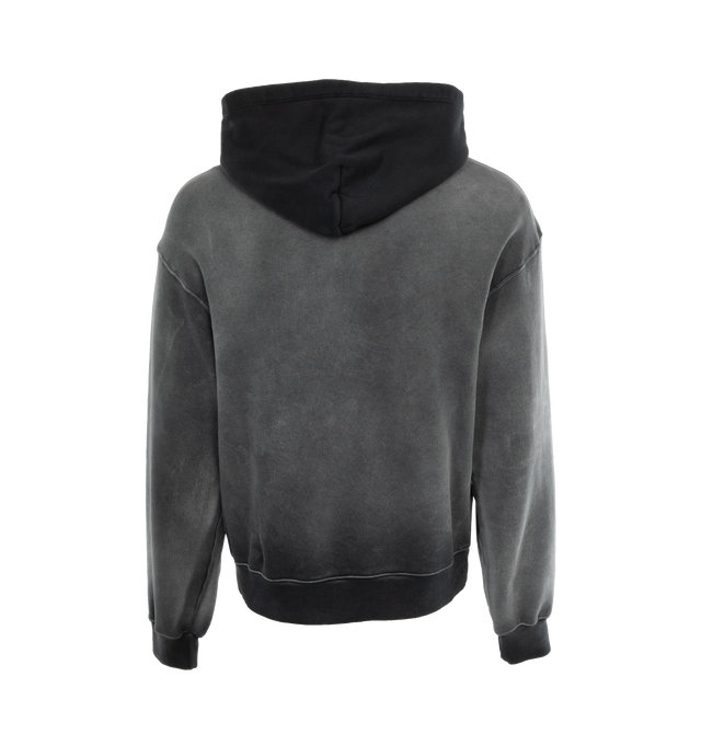 Image 2 of 3 - BLACK - NAHMIAS Sunfade Hoodie featuring dropped shoulders, N patch on front, long sleeves, hood, ribbed hem and cuffs and kangaroo pouch pocket.  