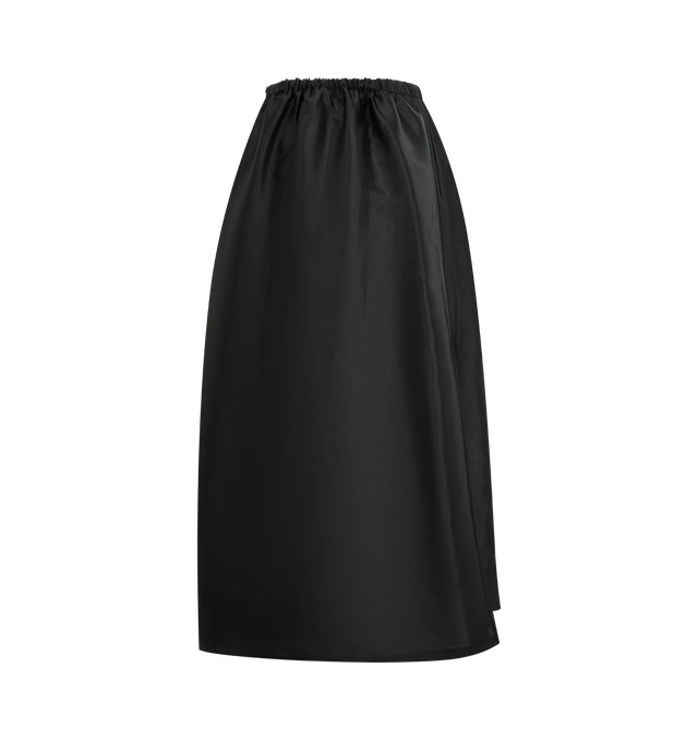 Image 2 of 3 - BLACK - BOTTEGA VENETA Washed Twill Skirt featuring midi length, gathered to one side, wrap style and button closure. Made in Italy. 