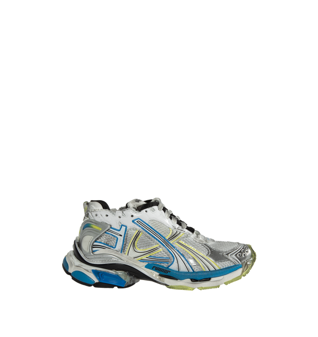 Image 1 of 5 - MULTI - BALENCIAGA Runner Sneakers featuring lace-up closure, pull-loop at heel collar, logo rubberized at heel tab, textured foam rubber midsole and treated rubber outsole. Upper: textile, synthetic, rubber. Sole: rubber. Made in China. 