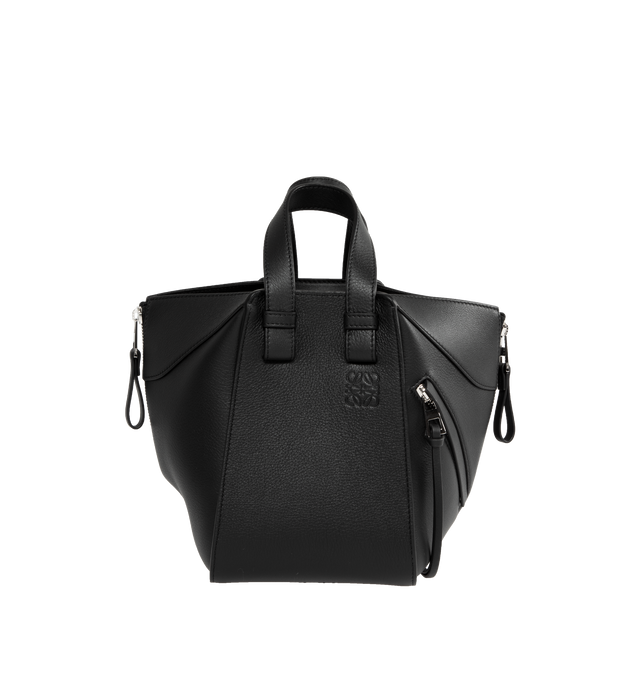 Image 2 of 6 - BLACK - LOEWE Hammock Compact Bag featuring shoulder, crossbody or top handle carry, detachable and adjustable strap, internal hook closure, external zip pocket, two internal slip pockets and embossed Anagram. 8.2 x 5.7 x 7.7 inches. Classic calf. 