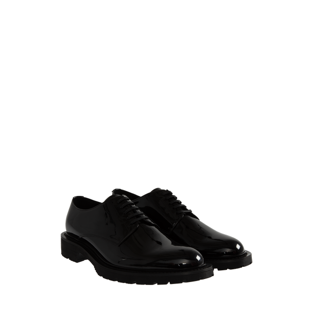 Image 2 of 4 - BLACK - SAINT LAURENT Army Derby Shoes featuring rounded toe, chunky ridged sole and rubber sole. 100% calfskin leather. Made in Italy. 