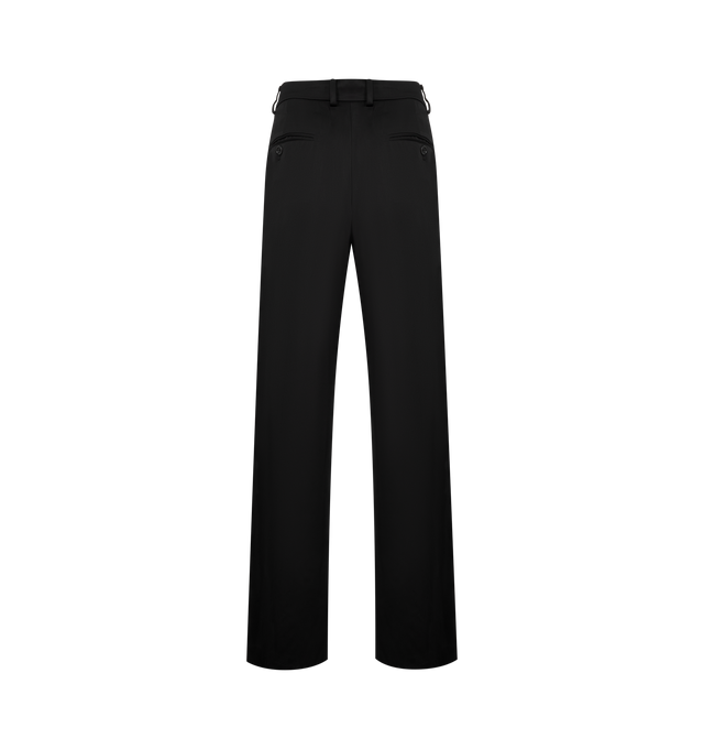 Image 2 of 3 - BLACK - TOTEME Wide Satin Trousers featuring belt loops, side and back pockets, zipper fly, a wide, straight silhouette that tapers gently towards the hem, cut from lustrous satin with a structured waistband, dropped rise, and a flat front with precise darting. 100% viscose. 