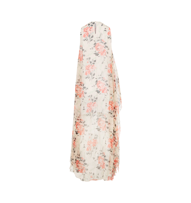 Image 2 of 2 - MULTI - LOEWE Silk Dress featuring an allover Peony floral print, asymmetric construction, regular fit, long length, round neck, seam pockets, topstitching detail and fully lined. 100% silk. Made in Spain. 