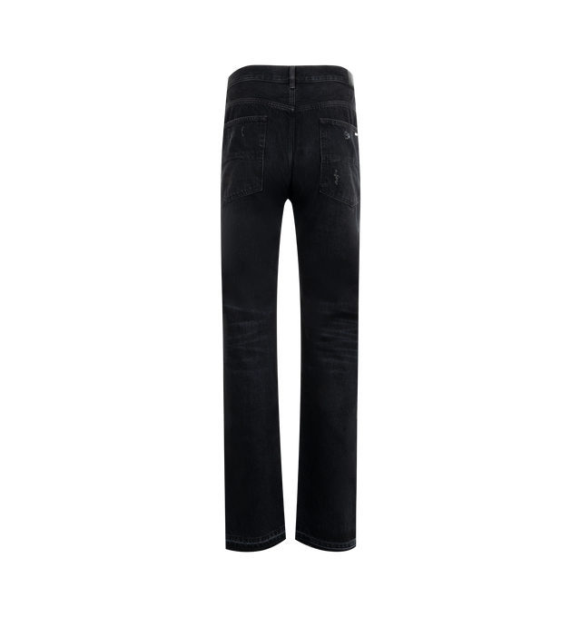 Image 2 of 3 - BLACK - Amiri Released Hem Jeans are a 5-pocket, straight leg style with a vintage feel. 100% cotton. Made in USA.  