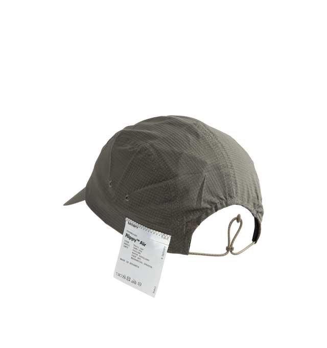 Image 2 of 2 - GREY - Satisfy Unisex Rippy Air Trail Cap is crafted from Japanese-developed Rippy material that is ultra lightweight, breathable, water-repellent, fast-drying, and odor-resistant . An adjustable bungee fit system delivers a secure fit, while the short brim and packable construction make it ideal for running in changing conditions. Main Material: Rippy Air / Origin Japan- 100% Polyester. Unisex style in men's sizing. 