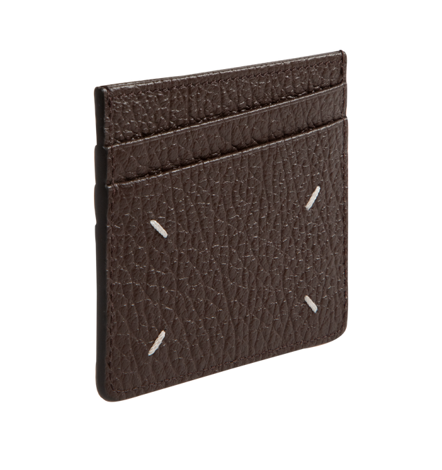 Image 2 of 3 - BROWN - MAISON MARGIELA Card Holder Slim 6cc featuring five card slots, one main compartment and 4 stitch signature. 100% Calf Leather. Made in Italy. 