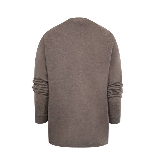 Image 2 of 2 - BROWN - THE ROW Liberty Cardigan in ultrafine cashmere jersey with covered stitch detailing, relaxed fit, v-neck, front button closure, and ribbed cuffs and hem. 100% cashmere. Made in Italy. 