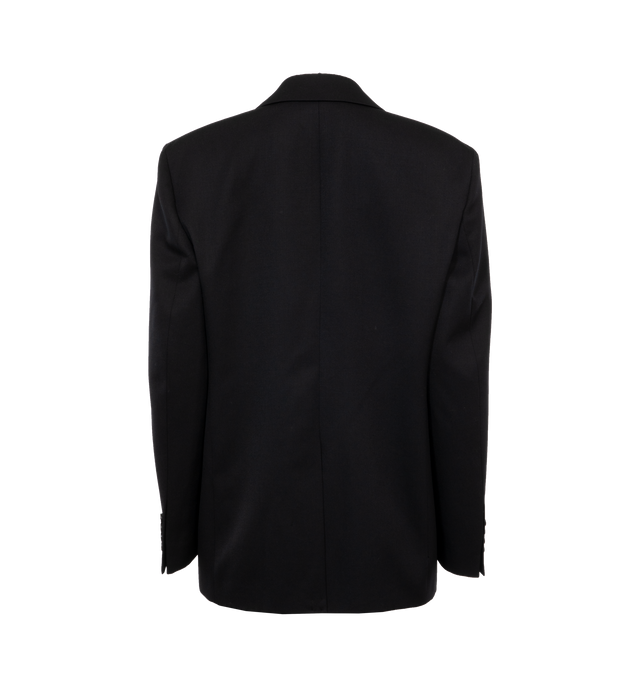 Image 2 of 3 - BLACK - NILI LOTAN LEANDRE TUXEDO BLAZER featuring relaxed tuxedo jacket, exaggerated lapels, soft structured shoulder pads, tuxedo combo details and button closure. 100% virgin wool. 