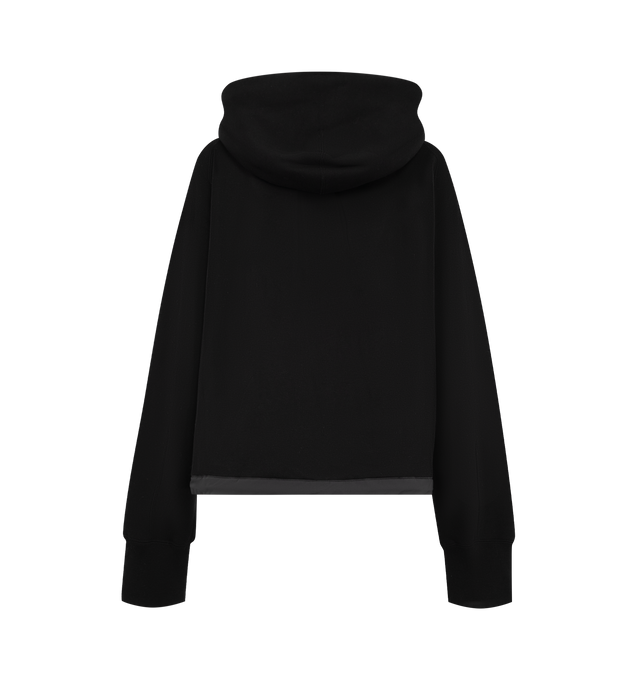 Image 2 of 3 - BLACK - Sacai Womens Cotton Jersey Hoodie is crafted from soft cotton jersey. Features an adjustable drawstring hood, drawstring hem, long sleeves, ribbed cuffs, and a relaxed fit. Main Material: 100% Cotton. Made in Japan. 