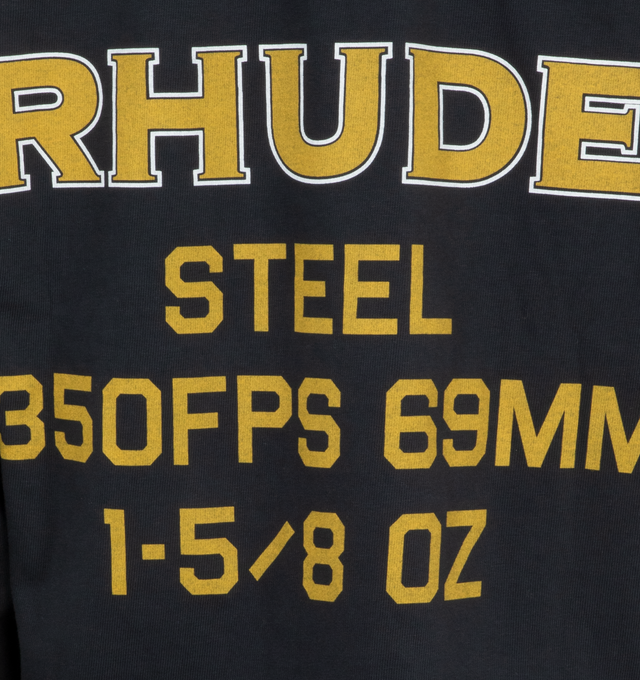 Image 4 of 4 - BLACK - Rhude Steel Long Sleeve T-Shirt has a crew neck, ribbed trims, dropped shoulders as well as a logo and text printed on the chest and back. 100% cotton. Made in Portugal.  