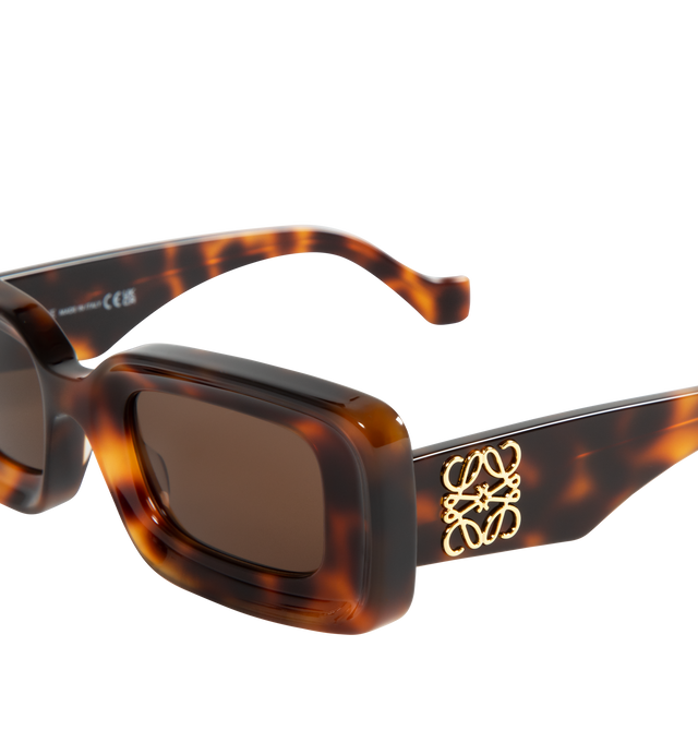 Image 3 of 3 - BROWN - LOEWE Anagram Sunglasses featuring chunky square frames fitted with dark tinted lenses and anagram logo stamps at each arm. 100% UV protection. 