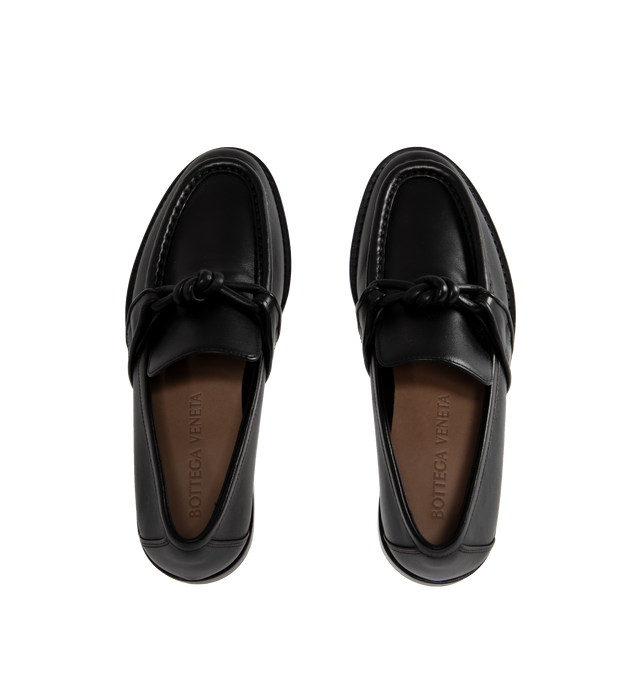 Image 4 of 4 - BLACK - BOTTEGA VENETA Astaire Loafer featuring a raised apron toe, signature knot, leather upper, lining and sole. Made in Italy. 