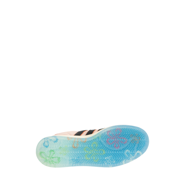 Image 4 of 5 - PINK - ADIDAS SpongeBob's Patrick Superstar Sneaker featuring 3-stripes, custom Patrick graphic on the tongue, translucent outsole reveals underwater scenes from under the sea, suede upper, lace up closure, branded details, rubber shell toe and rubber sole. 