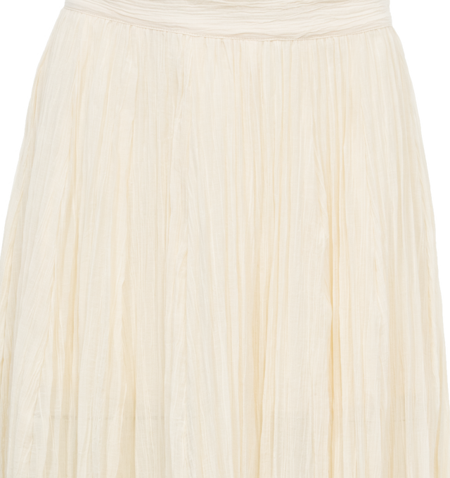 Image 3 of 3 - WHITE - TOTEME Crinkled Pliss Skirt featuring semi-sheer, crinkled fabric ,made from a fine organic-cotton blend that is partially lined with an inner skirt and fastened with a concealed zipper. 72% organic cotton, 28% polyamide. 