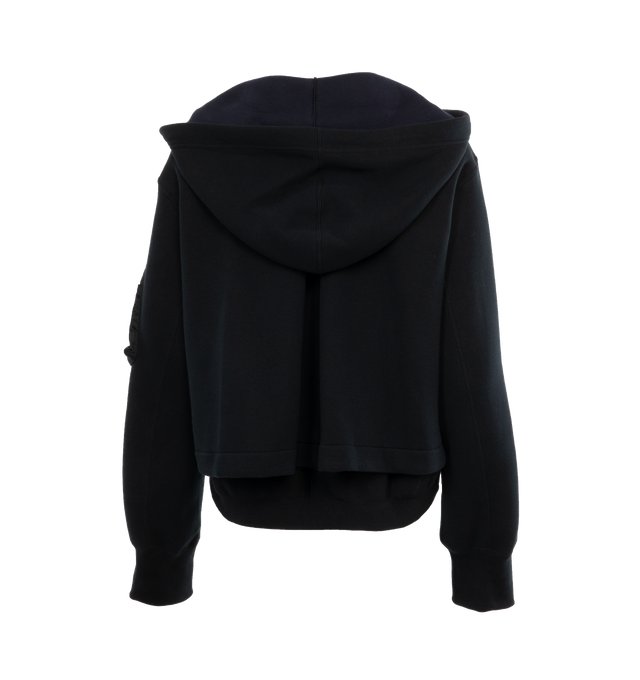 Image 2 of 3 - BLACK - SACAI Sponge Sweat Hoodie featuring drawstring at hood, funnel neck, two-way zip closure, rib knit hem and cuffs and logo-engraved silver-tone hardware. 62% cotton, 38% polyester. Trims: 100% nylon. Made in Japan.  