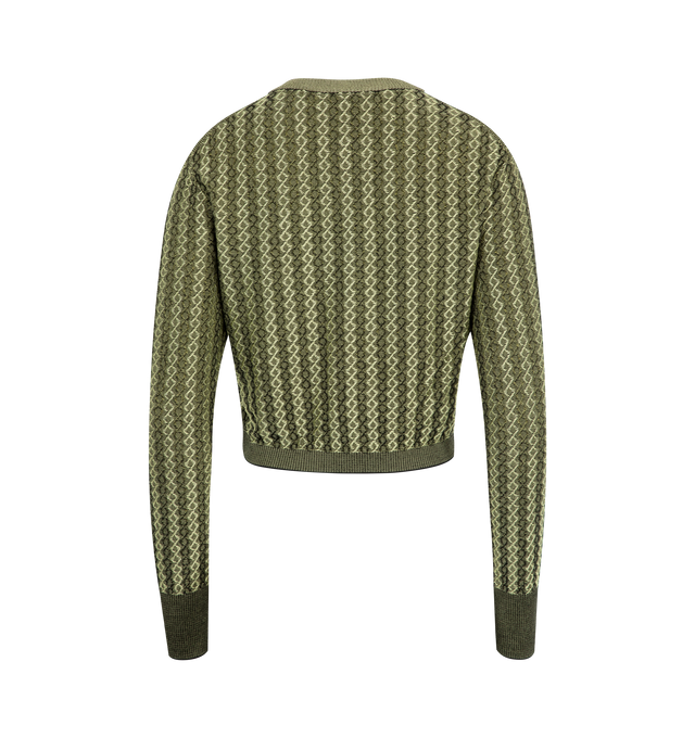 Image 2 of 2 - GREEN - JACQUEMUS Marino Cardigan featuring fitted shape, braided motif stretch viscose, button closure and ribbed neckline, cuffs and hem. 93% viscose, 4% polyester, 3% elastane. Made in Bulgaria. 