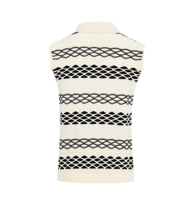 Image 2 of 2 - WHITE - LOEWE Vest in lightweight cotton jacquard inspired by Anni Albers's "Fringes" tapestry featuring regular fit, regular length, polo collar and ribbed hem. Cotton. Made in Italy. 