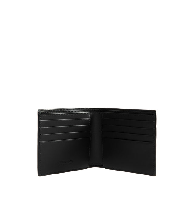 Image 3 of 3 - BLACK - Bottega Veneta Men's Intrecciato Bi-Fold Wallet featuring intrecciato calfskin leather wallet with color block design, eight card slots, two bill compartments and two additional pockets. Calfskin. Made in Italy. 