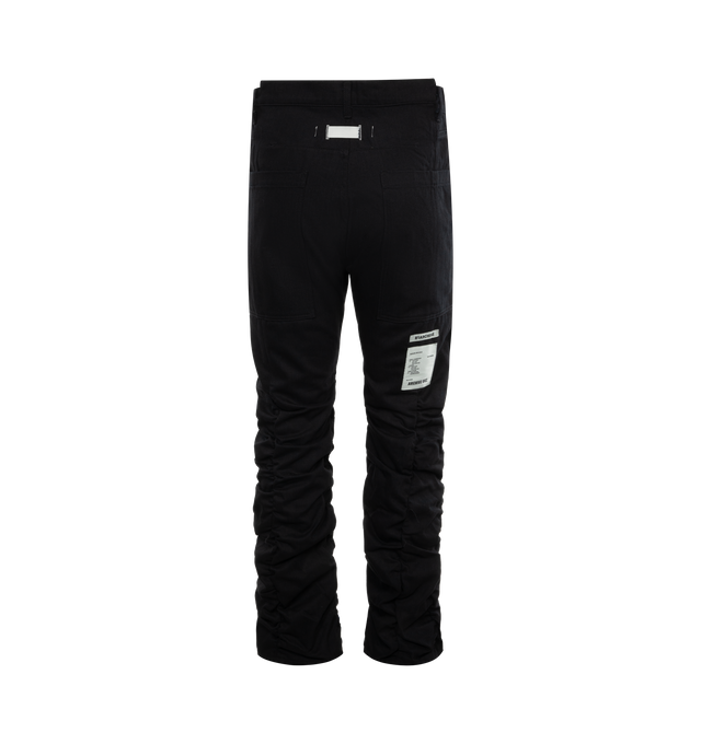 Image 2 of 3 - BLACK - B1 ARCHIVE Shitted Kickflare Jeans featuring flare hem, distressed front, brand patch, zipper and button closure. 100% cotton. 