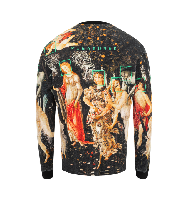 Image 2 of 2 - MULTI - Pleasures Facial Thermal Long Sleeve T-Shirt has a crew neck, a relaxed fit, and a digitally printed graphic design. 100% cotton.  