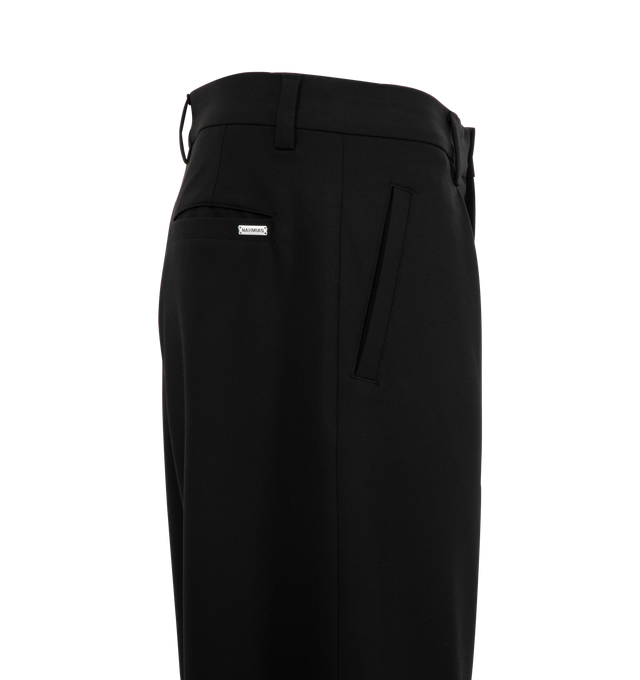 Image 3 of 3 - BLACK - NAHMIAS Pleated Shorts featuring welt pockets, belt loops, pleated and Nahmias button closure. 100% cotton. 