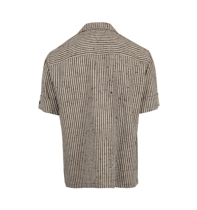 Image 2 of 2 - BROWN - BOTTEGA VENETA Knotted Viscose Check Shirt featuring button closure, regular fit, collar and patch pocket. 46% viscose, 31% silk, 23% polyester.  