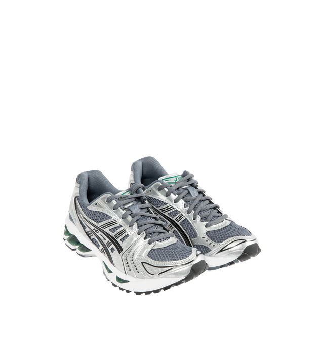 Image 2 of 5 - GREY - Asics GEL-Kayano 14 Sneakers are lace-up style with rip-stop underlays, GEL cushioning, and TRUSSTIC support system. Unisex style in men's sizing. 